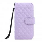 Wholesale iPhone 6 Plus 5.5 Quilted Flip PU Leather Wallet Case with Strap (Purple)